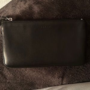 COACH Black Leather Zippered Pouch